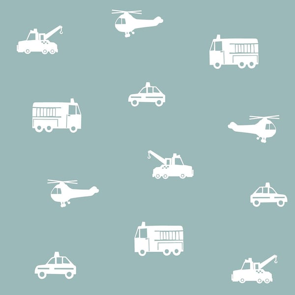 Manhattan Comfort Hayes Briony Blue Vehicles 33 ft L X 209 in W Wallpaper BR4060-128864 - main